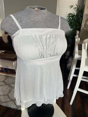 Torrid Vintage Y2K White Silver Shimmer Glitter Babydoll Camisole Layered Top